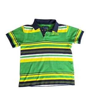 COOGI Kids Striped Polo Shirt Green‎ Yellow Blue White Navy Size 7